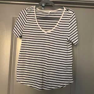BP. Short Sleeve Shirt - Black & Cream/Off White Strip - Women’s M